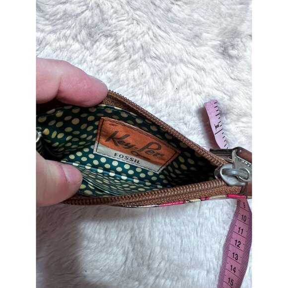 Fossil Key-Per Wristlet Wallet ID Holder Polka Dot & Floral Design - Picture 4 of 5